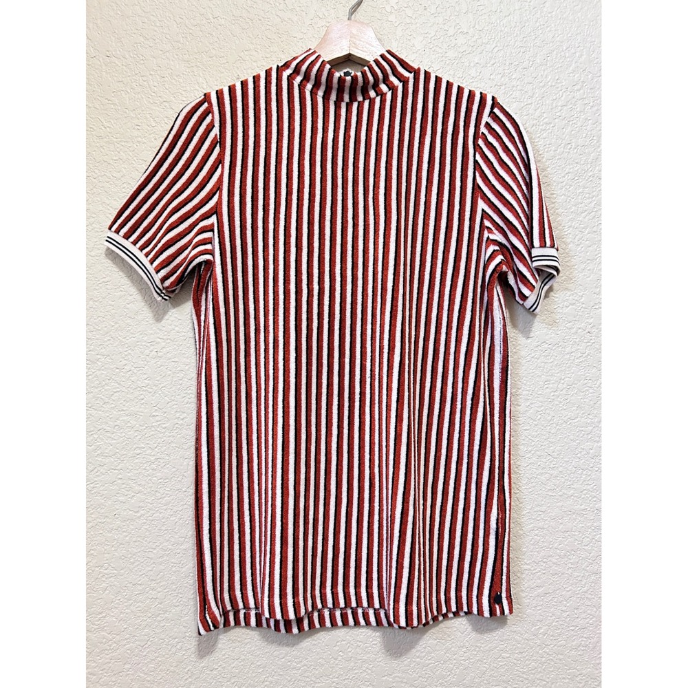 Scotch & Soda Size M Maison Scotch Striped high Neck Terry cloth Top Terracotta
